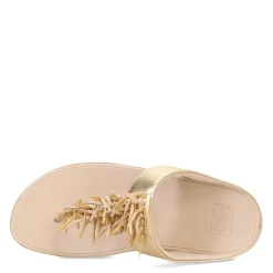 Wedges*FitFlop Women's , Rumba Beaded Metallic Toe-Post Sandal Platinum