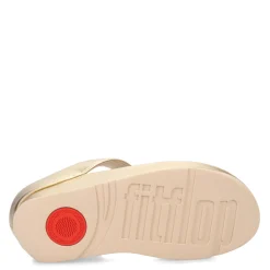 Wedges*FitFlop Women's , Rumba Beaded Metallic Toe-Post Sandal Platinum