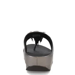 Wedges*FitFlop Women's , Rumba Beaded Metallic Toe-Post Sandal Pewter Black