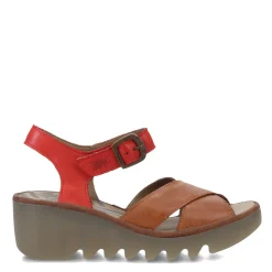 Wedges*Fly London Women's , Bace Sandal Brown Multi