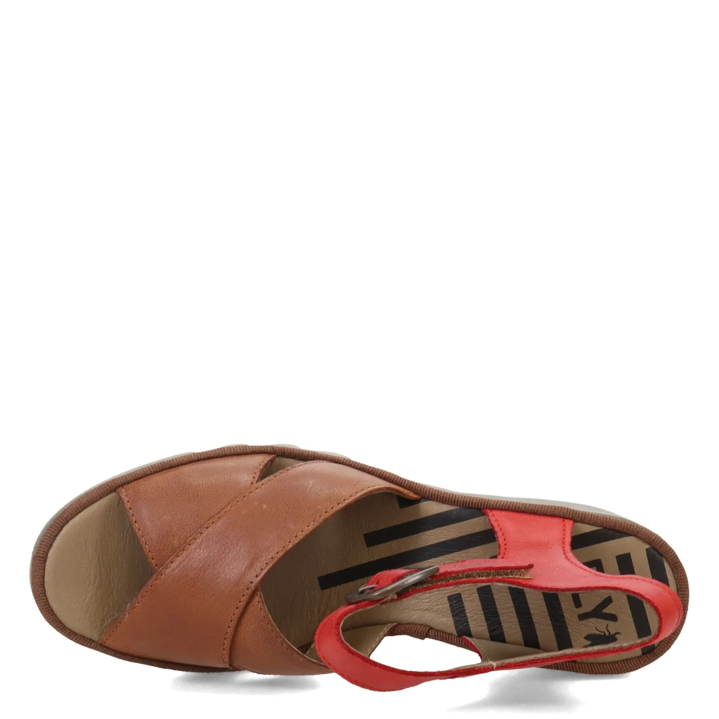 Wedges*Fly London Women's , Bace Sandal Brown Multi