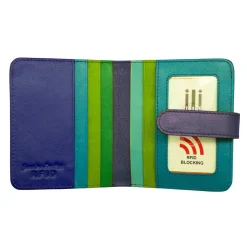 Wallets*Intercontinental Leather Ind Women's ILI, Bifold Wallet - RFID Blocking Cool Tropics