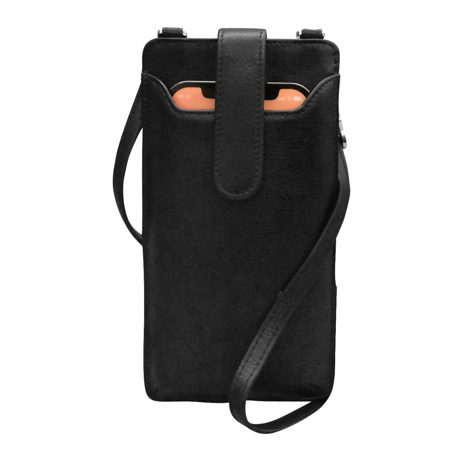 Handbags*Intercontinental Leather Ind Women's ILI, Crossbody Phone Holder Black