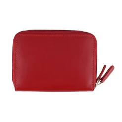 Wallets*Intercontinental Leather Ind Women's ILI, Double Zip Cit Card Holder Red