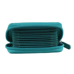 Wallets*Intercontinental Leather Ind Women's ILI, Expandable Credit Card Wallet Aqua