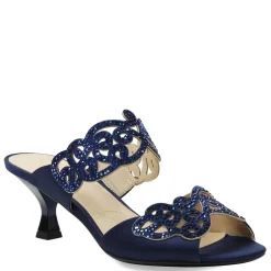 Heeled Sandals*J Renee Women's , Francie Sandal Navy Satin