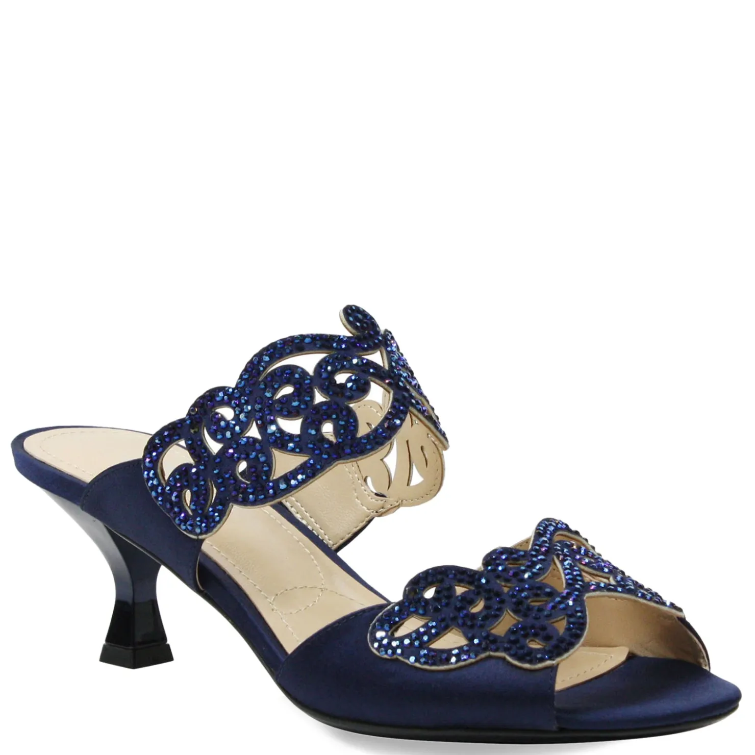 Heeled Sandals*J Renee Women's , Francie Sandal Navy Satin