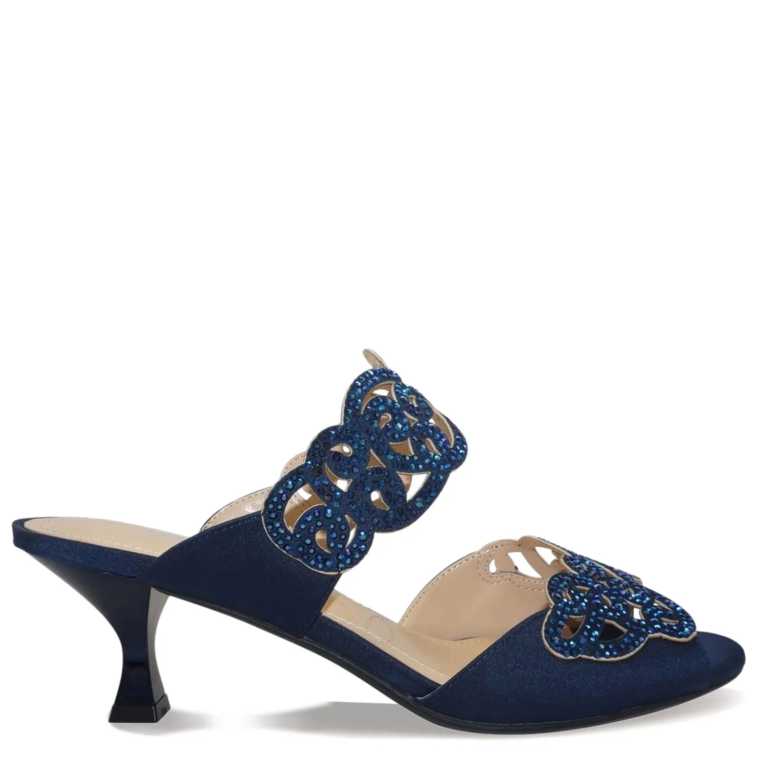 Heeled Sandals*J Renee Women's , Francie Sandal Navy Satin