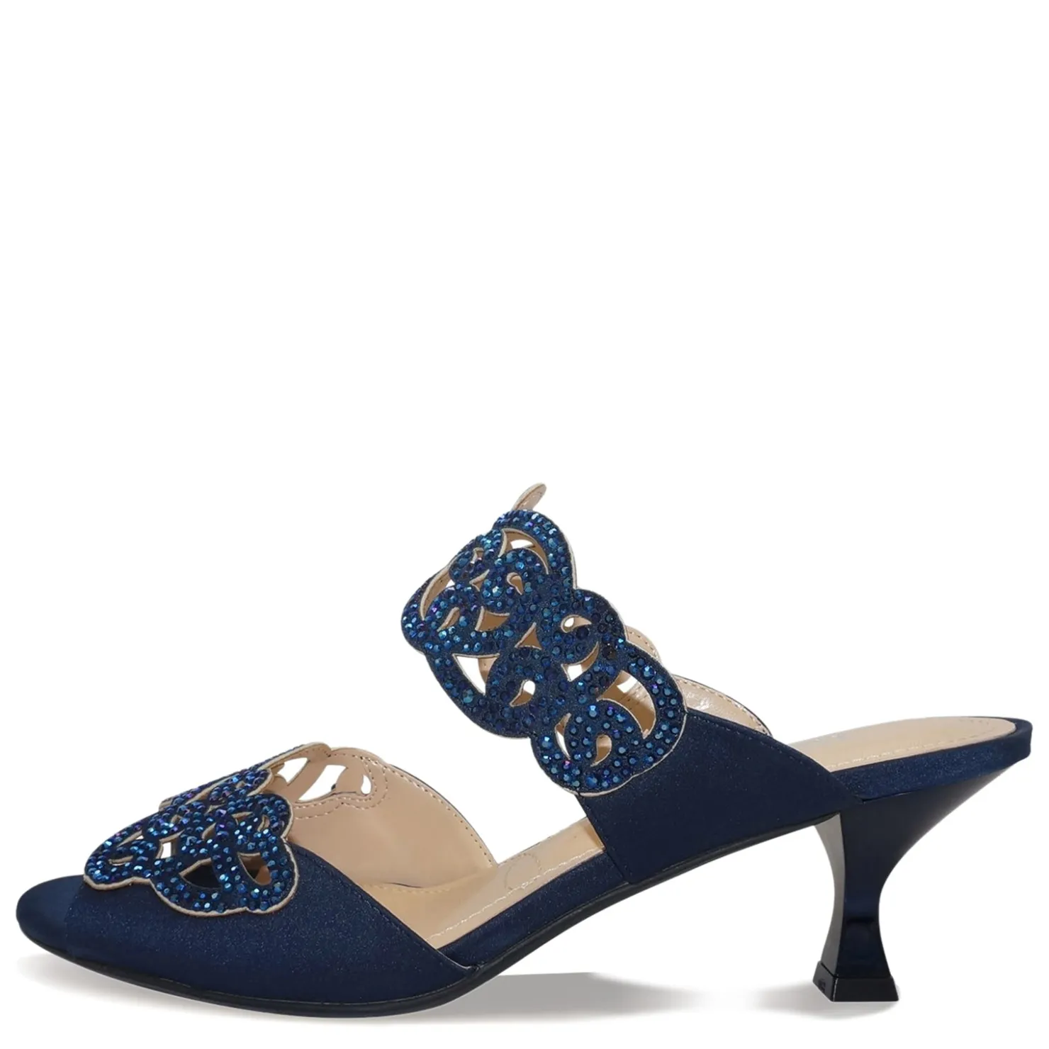 Heeled Sandals*J Renee Women's , Francie Sandal Navy Satin