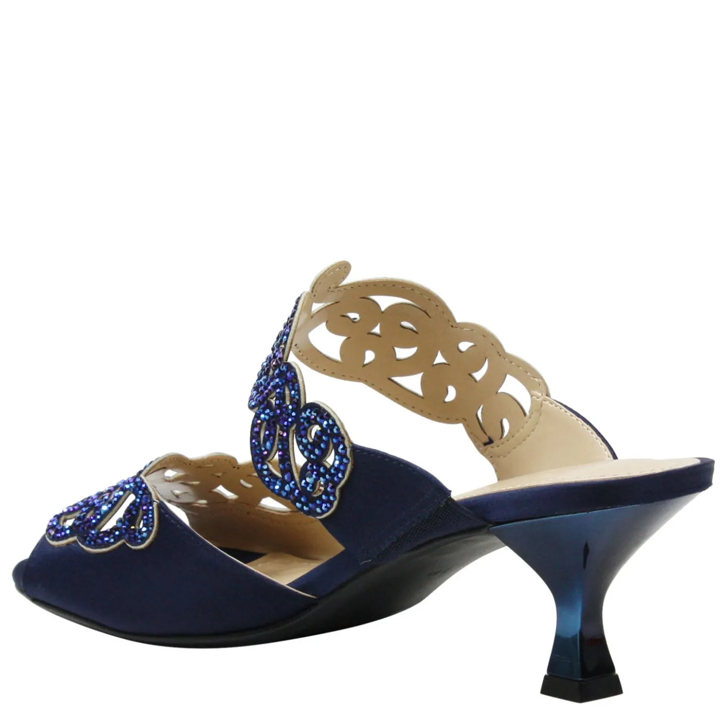Heeled Sandals*J Renee Women's , Francie Sandal Navy Satin