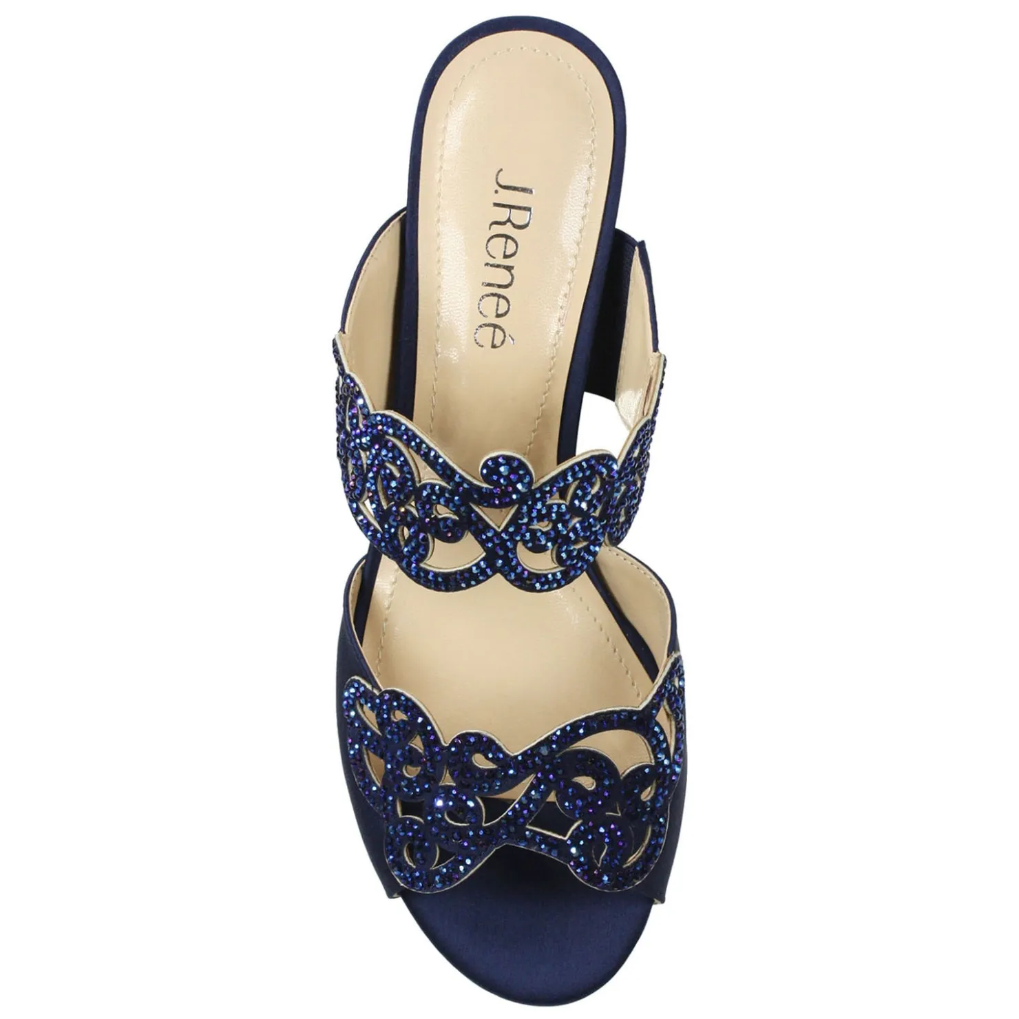 Heeled Sandals*J Renee Women's , Francie Sandal Navy Satin