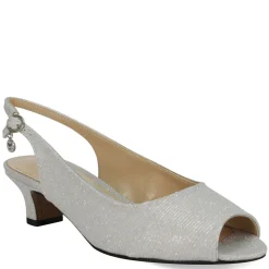 Heeled Sandals*J Renee Women's , Jenvey Sandal Silver Glitter