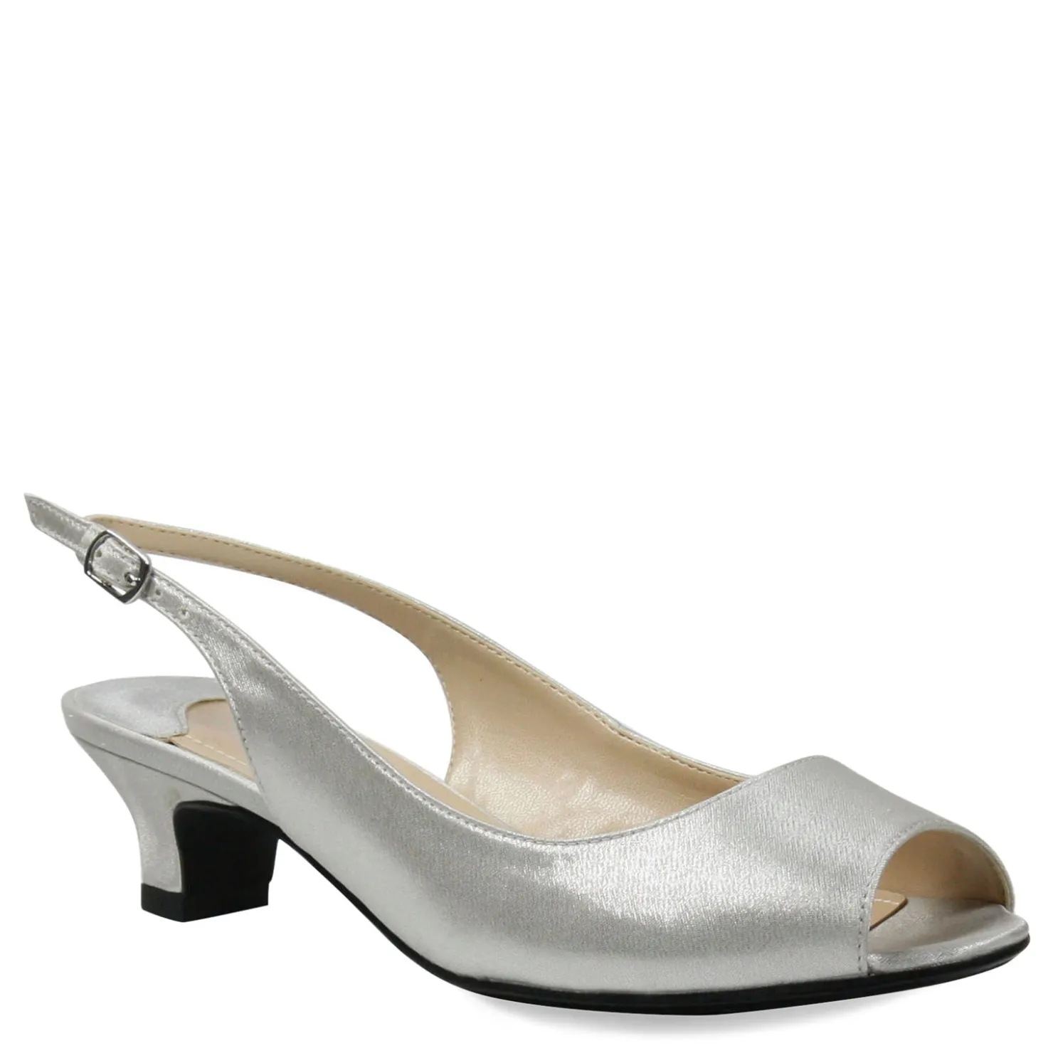 Heeled Sandals*J Renee Women's , Jenvey Sandal Silver Satin