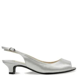 Heeled Sandals*J Renee Women's , Jenvey Sandal Silver Satin
