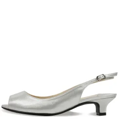 Heeled Sandals*J Renee Women's , Jenvey Sandal Silver Satin