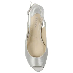 Heeled Sandals*J Renee Women's , Jenvey Sandal Silver Satin