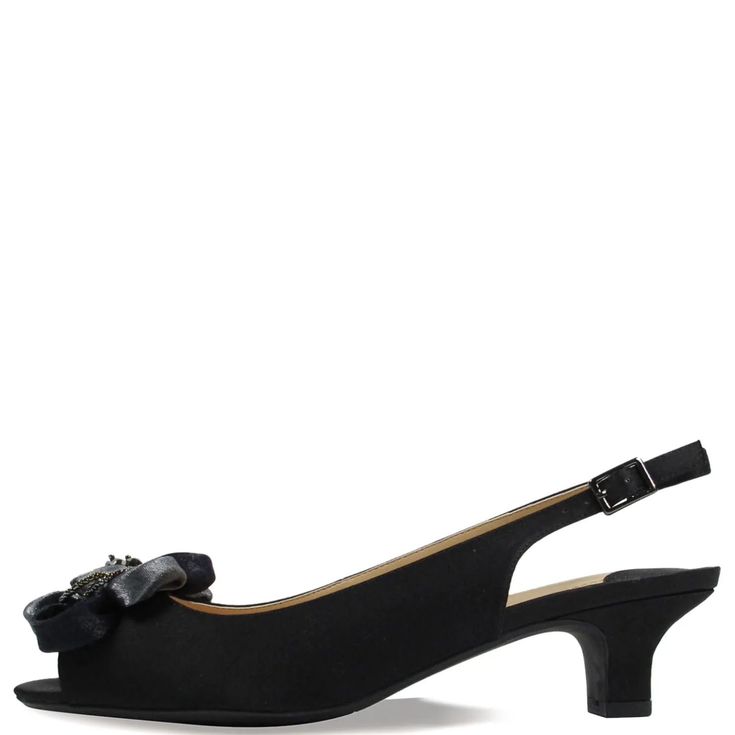 Heeled Sandals*J Renee Women's , Leonelle Sandal Black Satin