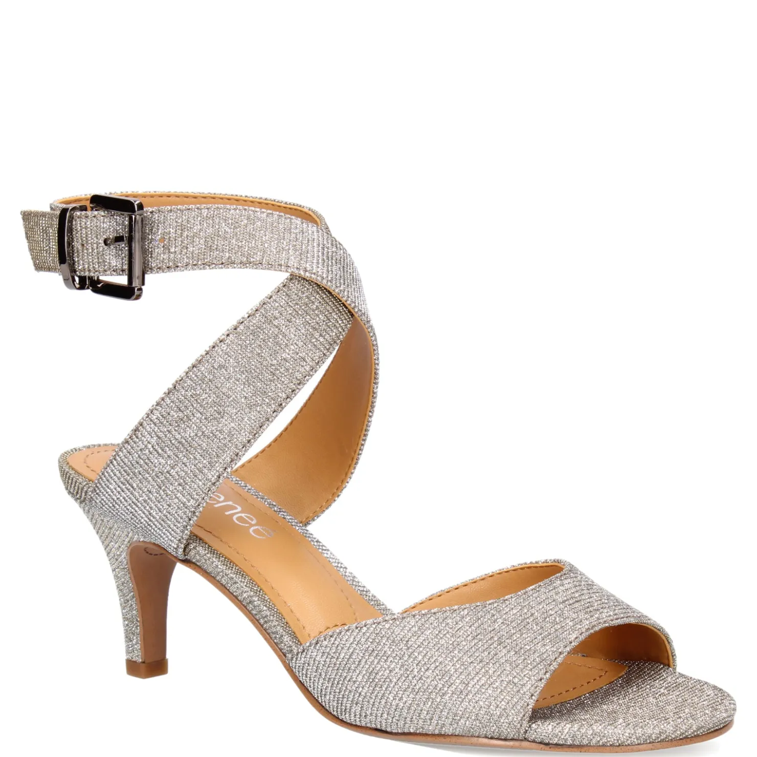 Heeled Sandals*J Renee Women's , Soncino Sandal Pewter Glitter