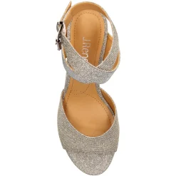 Heeled Sandals*J Renee Women's , Soncino Sandal Pewter Glitter