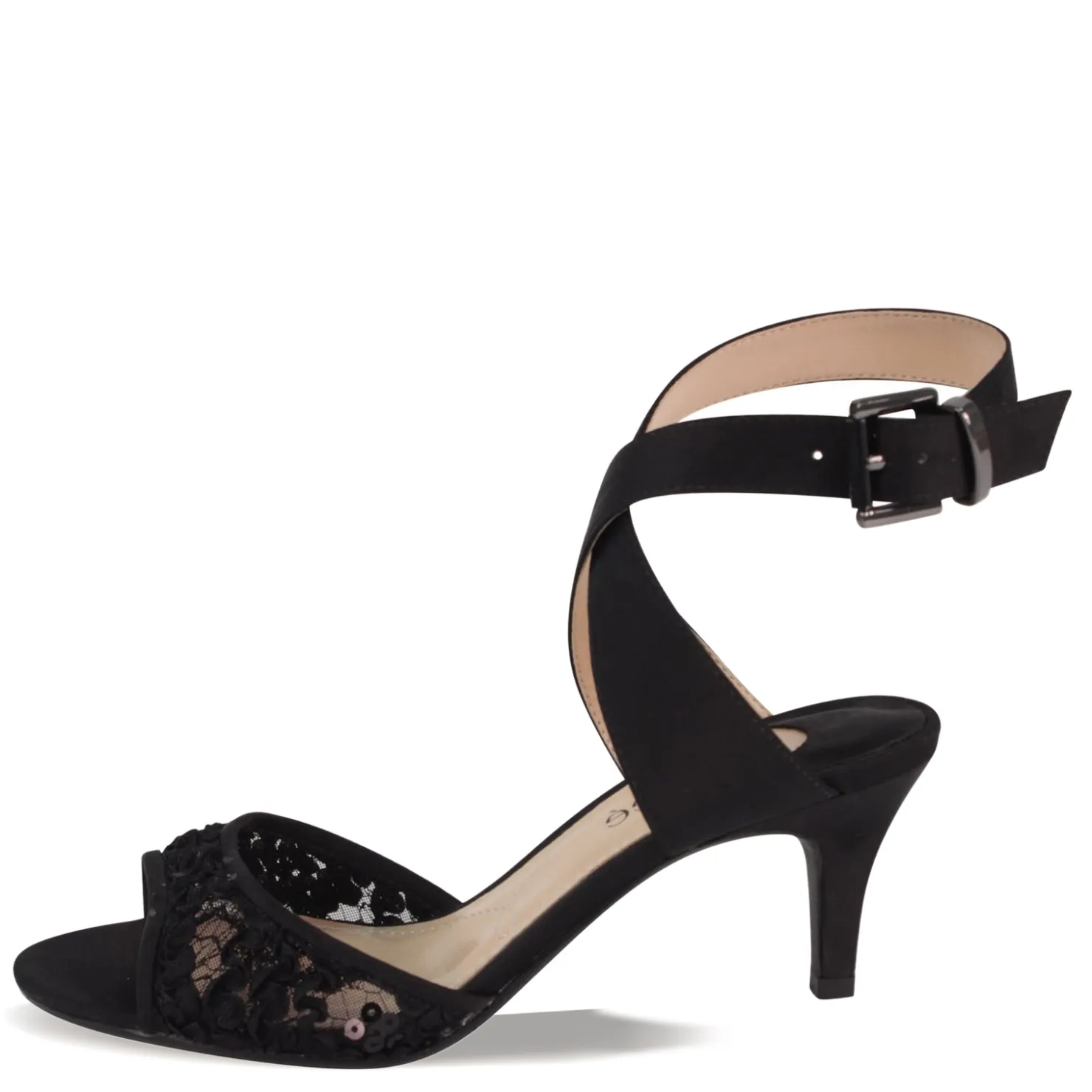 Heeled Sandals*J Renee Women's , Soncino Sandal Black Lace