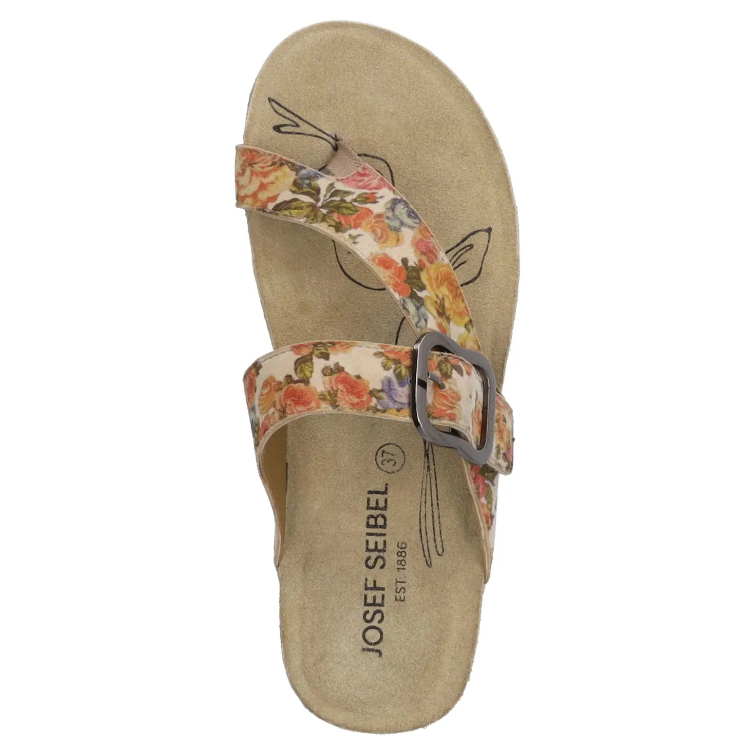 Flip Flops*Josef Seibel Women's , Tonga 77 Sandal Beige Multi Floral