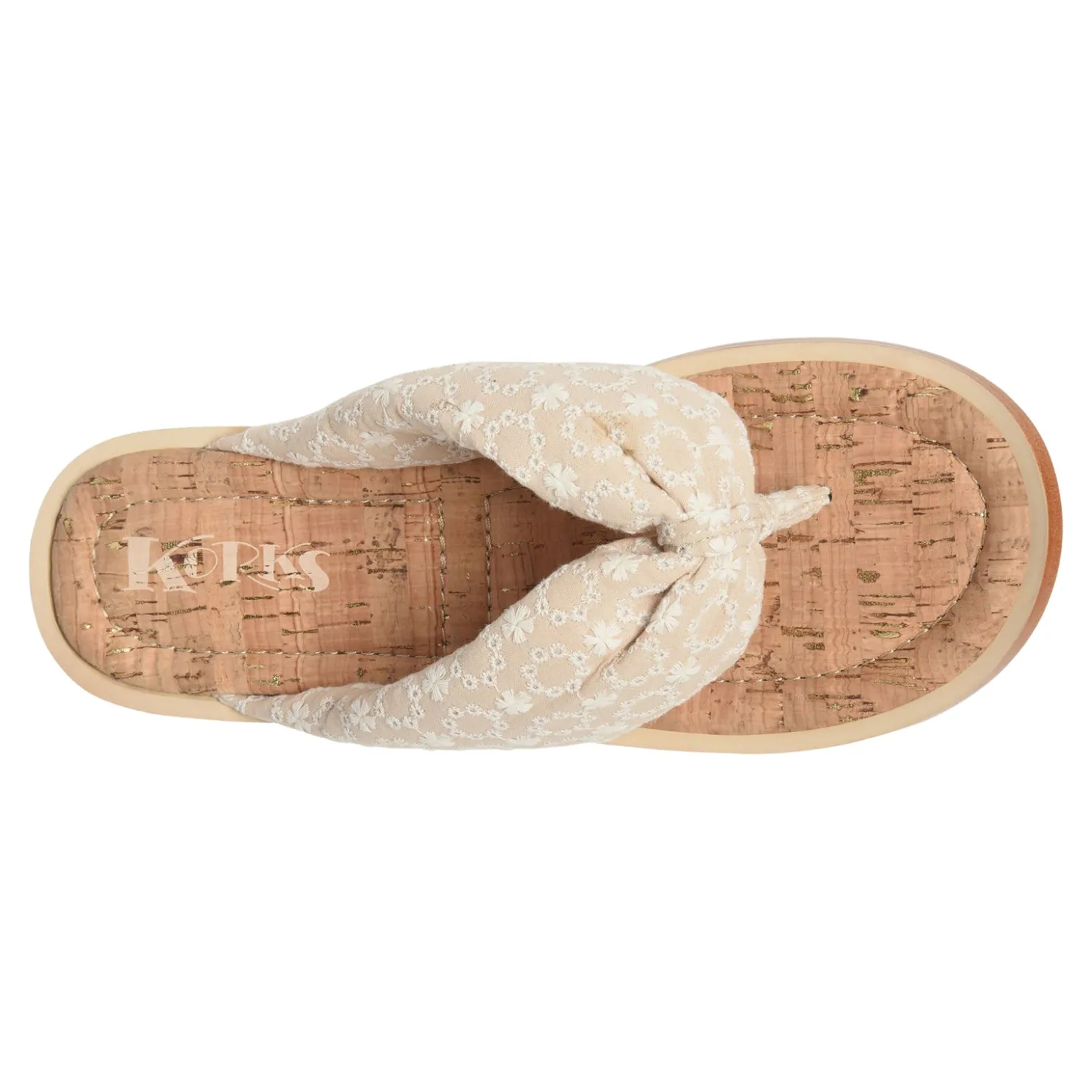 Flip Flops*Korks Women's , Poppy Sandal Cream