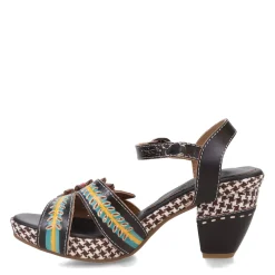 Heeled Sandals*L Artiste Women's L'Artiste by Spring Step, Astarr Sandal Black Multi