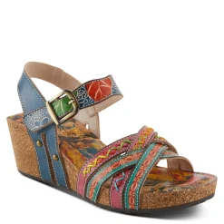 Wedges*L Artiste Women's L'Artiste By Spring Step, Bosquet Wedge Sandal Navy Multi