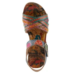Wedges*L Artiste Women's L'Artiste By Spring Step, Bosquet Wedge Sandal Navy Multi