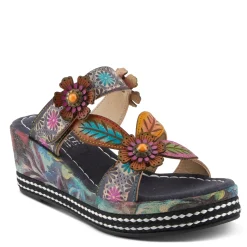 Wedges*L Artiste Women's L'Artiste By Spring Step, Coastal Sandal Navy Multi