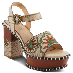 Heeled Sandals*L Artiste Women's L'Artiste By Spring Step, Gogetem Sandal Beige Multi