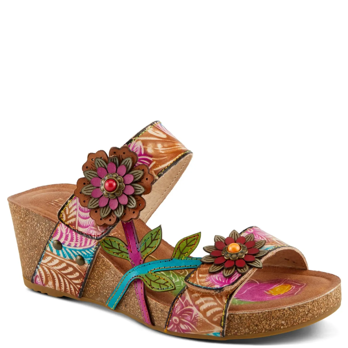 Wedges*L Artiste Women's L'Artiste By Spring Step, Moai Sandal Tan Multi