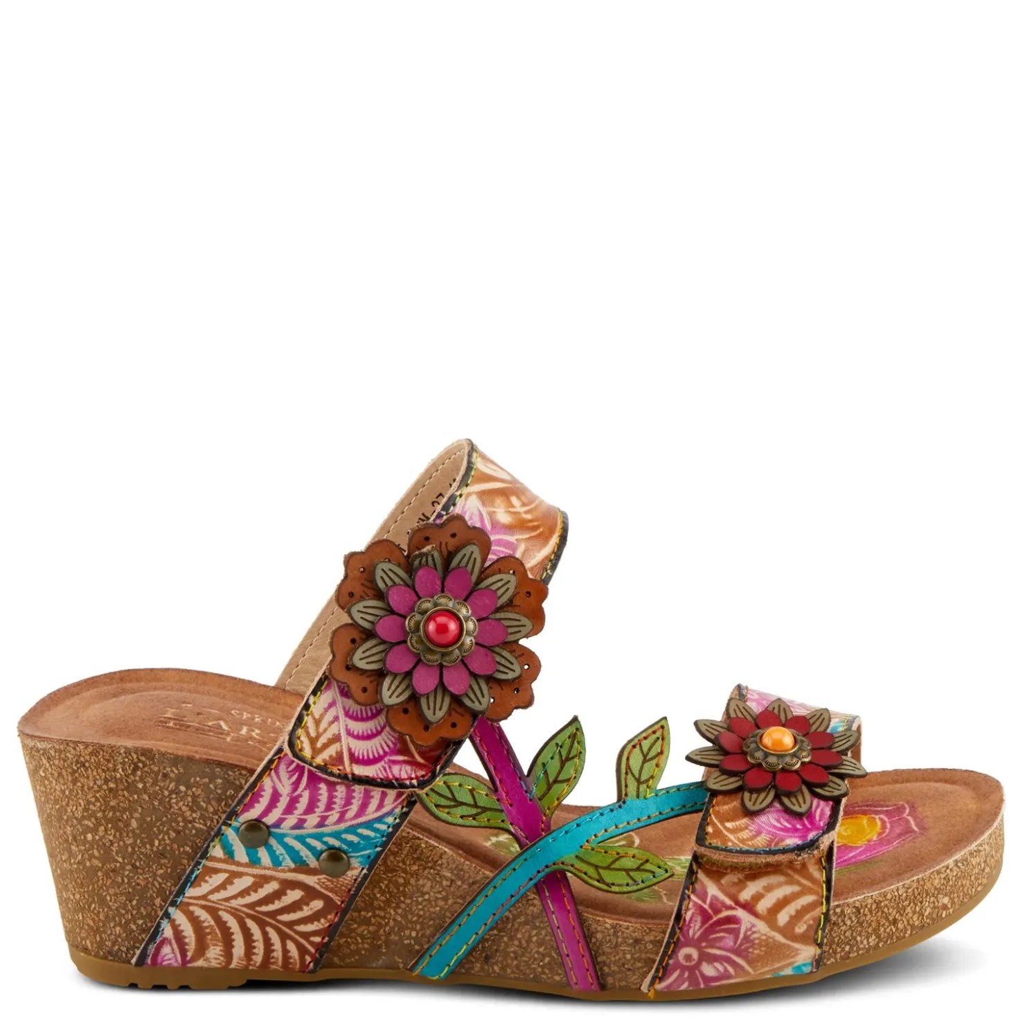 Wedges*L Artiste Women's L'Artiste By Spring Step, Moai Sandal Tan Multi