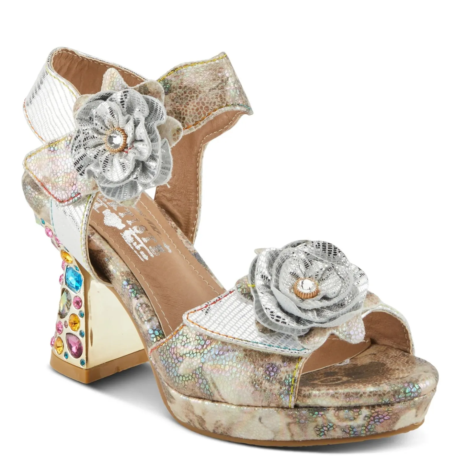 Heeled Sandals*L Artiste Women's L'Artiste By Spring Step, Smashing Sandal Ice Multi
