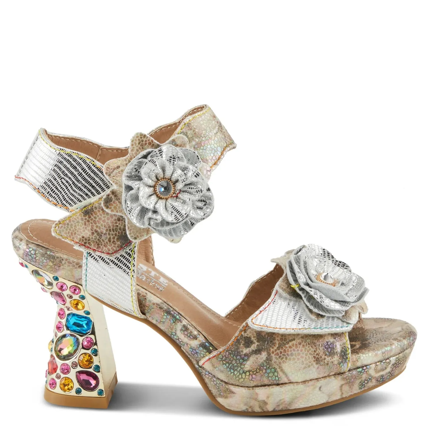 Heeled Sandals*L Artiste Women's L'Artiste By Spring Step, Smashing Sandal Ice Multi
