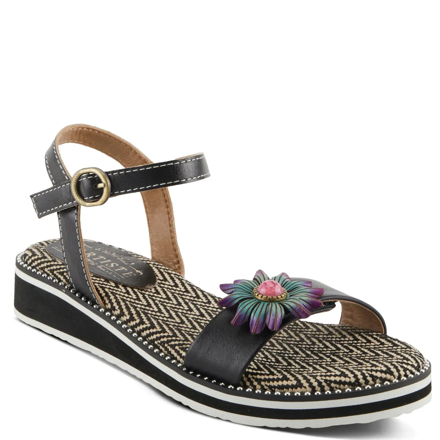 Wedges*L Artiste Women's L'Artiste By Spring Step Tilton Wedge Sandal Black