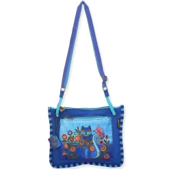 Handbags*Sun N Sand Women's Laurel Burch, Cerulean Cats Crossbody Purse Blue