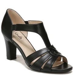 Heeled Sandals*LifeStride Women's , Caramel Sandal Black Smooth