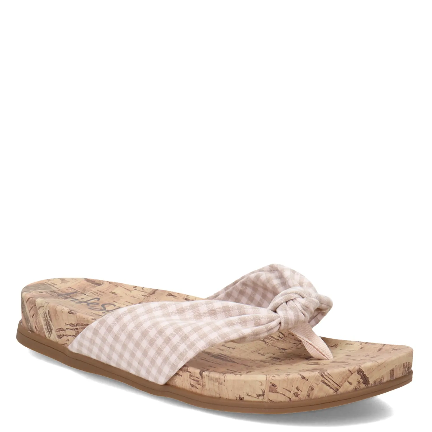Flip Flops*LifeStride Women's , Happy Sandal Natural Gingham
