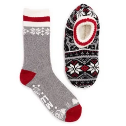 Socks*Muk Luks Women's , Ballerina Slipper and Sock Set Black Grey