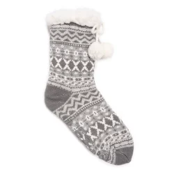 Socks*Muk Luks Women's , Classic Cabin Socks Grey