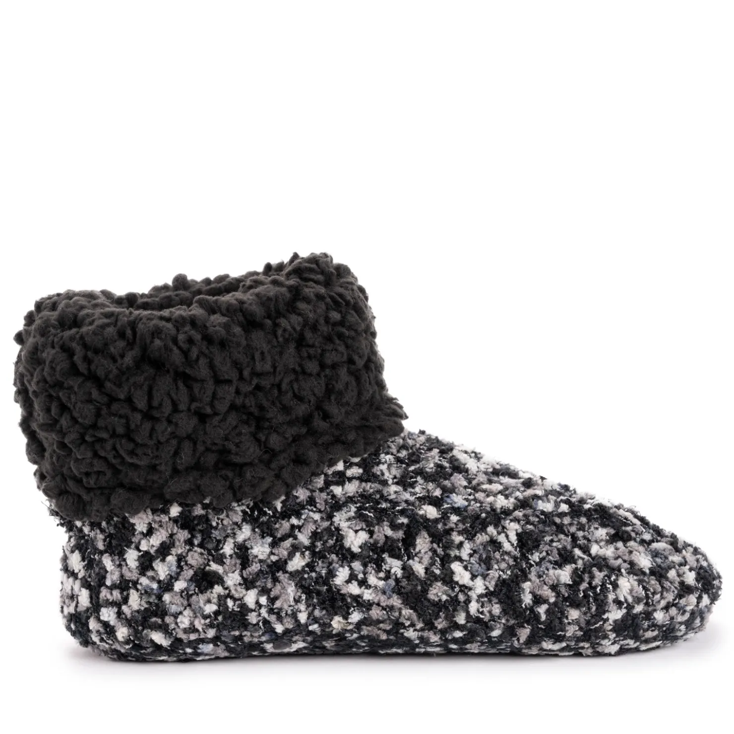 Socks*Muk Luks Women's , Popcorn Cuff Bootie Slipper Black