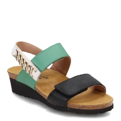 Wedges*Naot Women's , Eliana Sandal Black/Jade/White