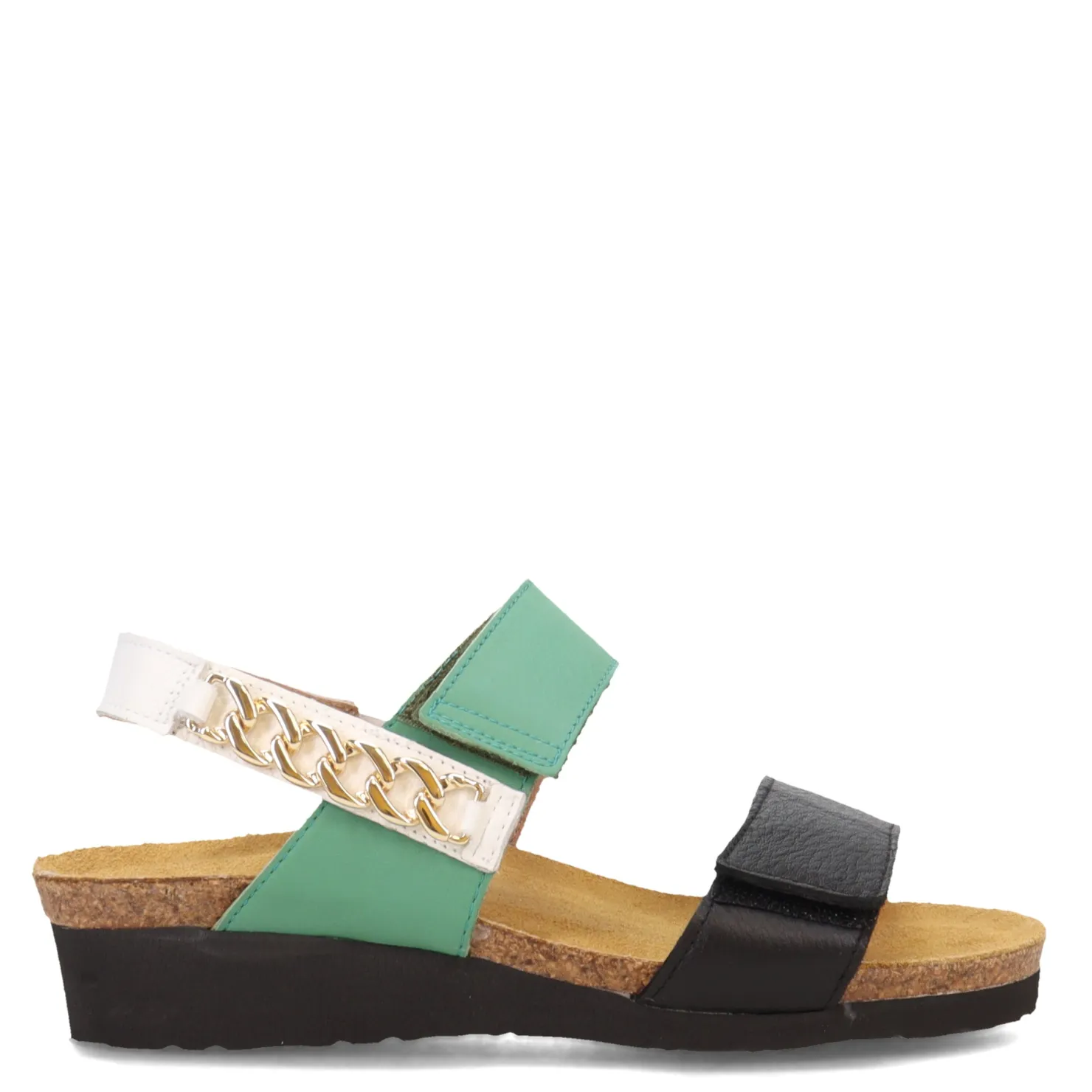 Wedges*Naot Women's , Eliana Sandal Black/Jade/White