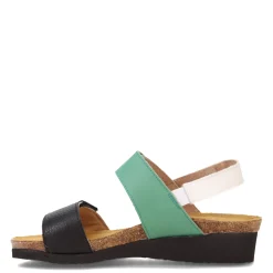 Wedges*Naot Women's , Eliana Sandal Black/Jade/White