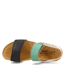 Wedges*Naot Women's , Eliana Sandal Black/Jade/White