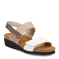 Footbed Sandals*Naot Women's , Eliana Sandal White/Khaki/Foggy Gray