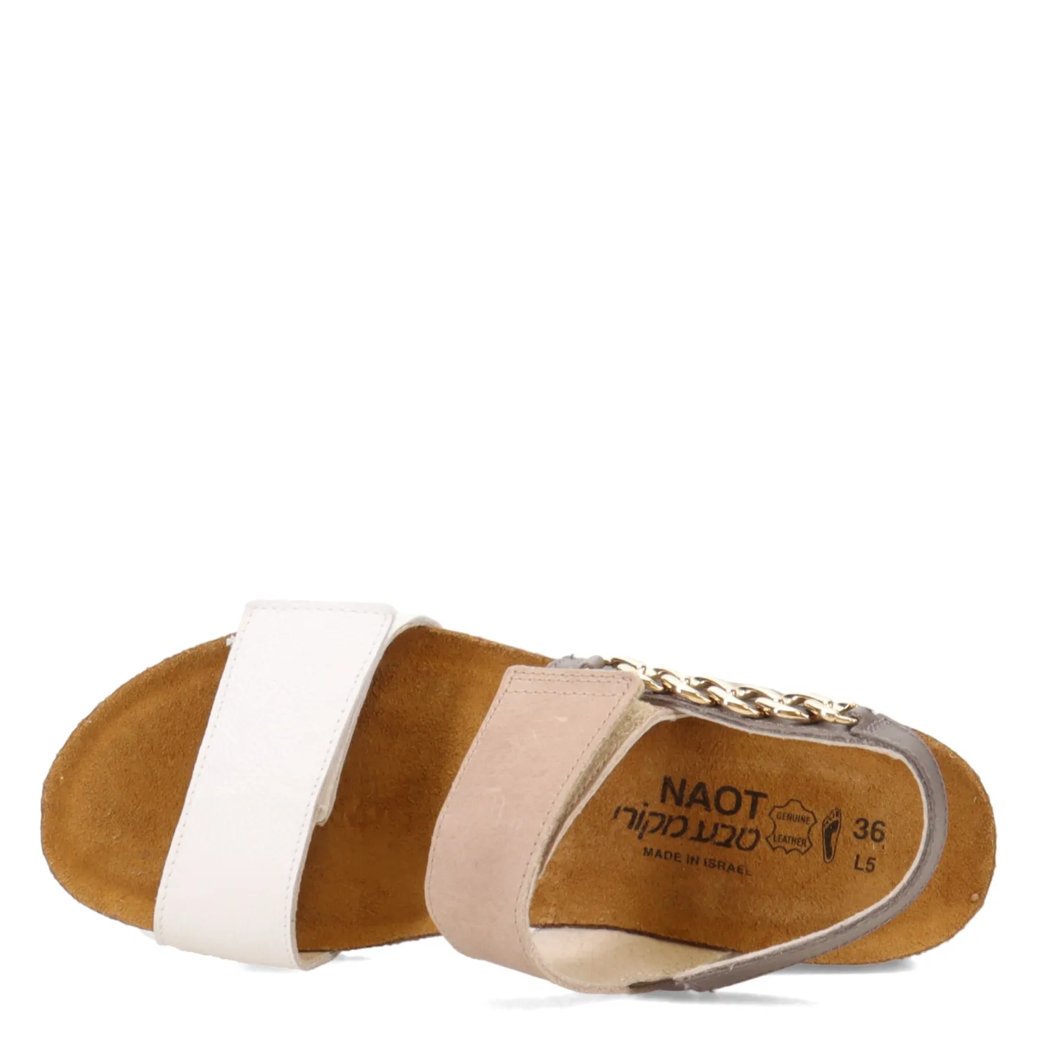 Footbed Sandals*Naot Women's , Eliana Sandal White/Khaki/Foggy Gray