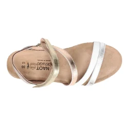 Wedges*Naot Women's , Hero Sandal Silver / Gold Mix