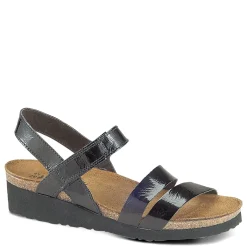 Footbed Sandals*Naot Women's , Kayla Sandal Black Patent